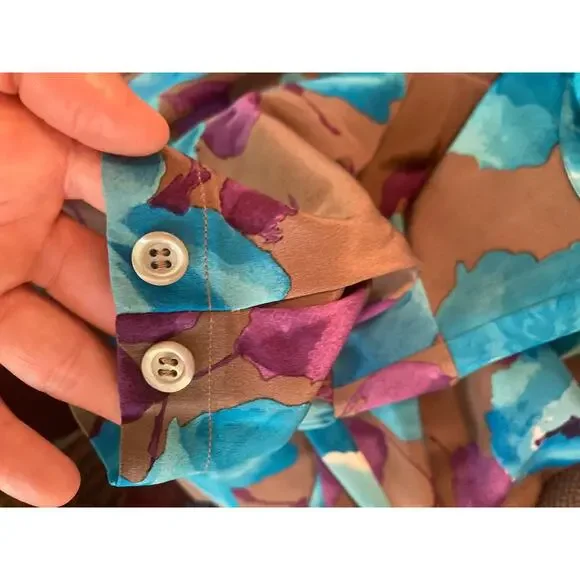 Balmain ~ VINTAGE Pierre Balmain Silk Floral Print Tie-Neck Bow Blouse ~Sz 42